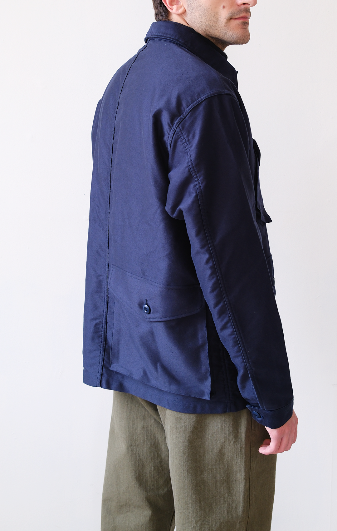 Moleskin jacket back pocket