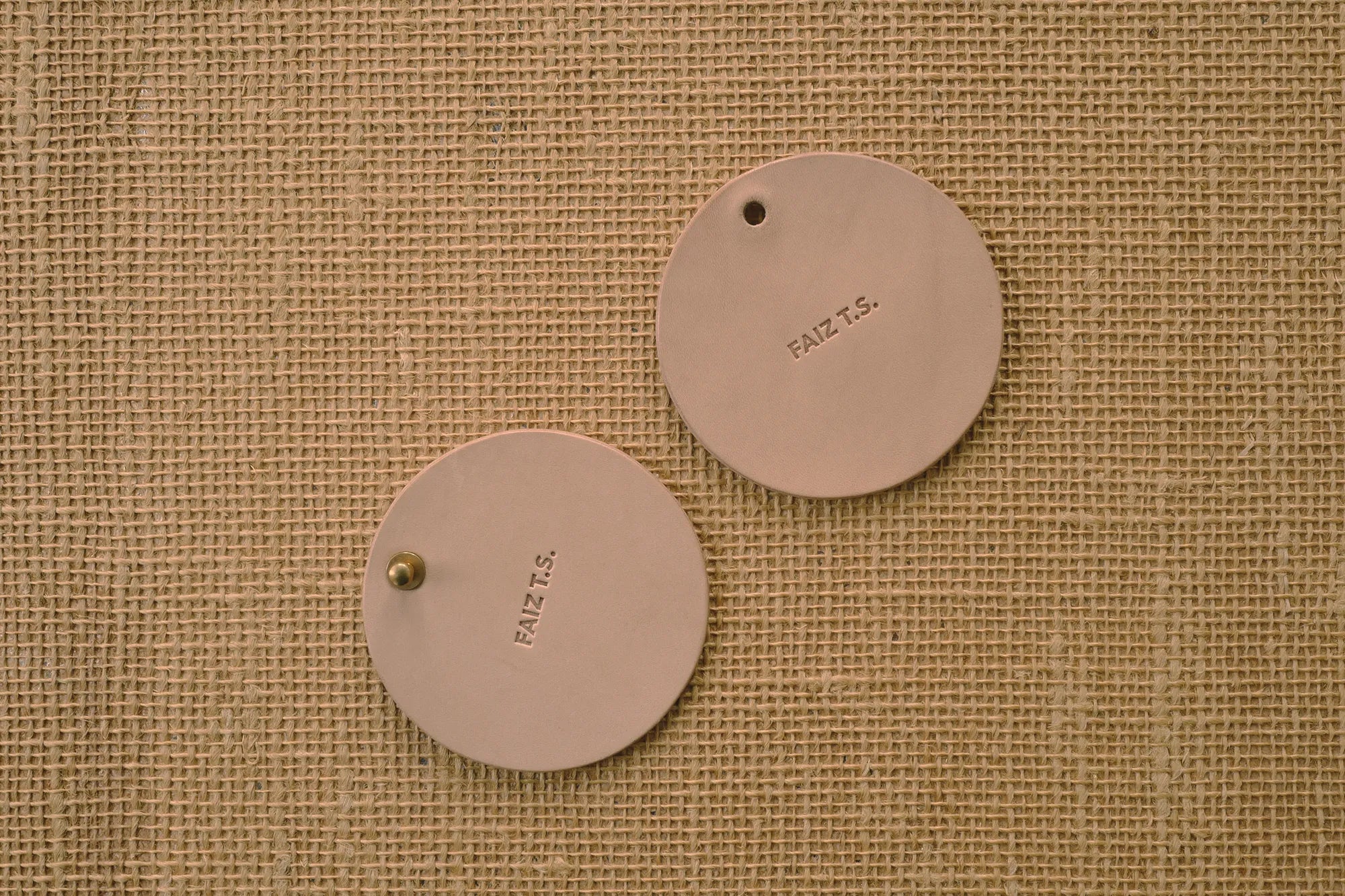 Giboshi Brass & Leather Cowhide Coasters FAIZ T.S. CO.