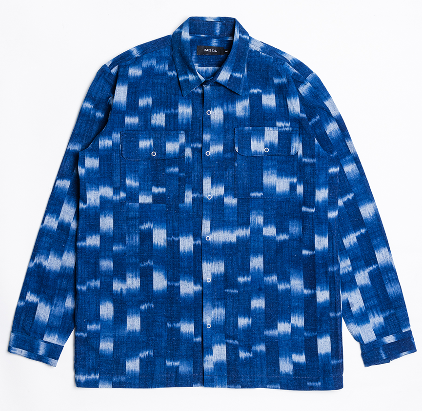 indigo dyed denim shirt front