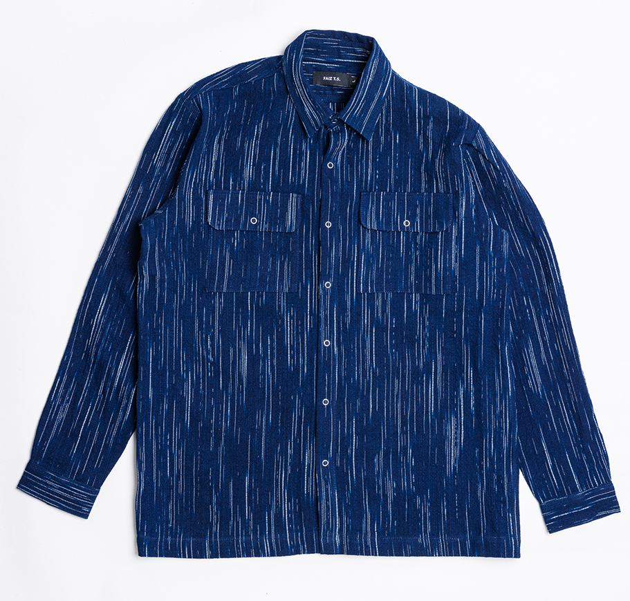 indigo dyed denim shirt front