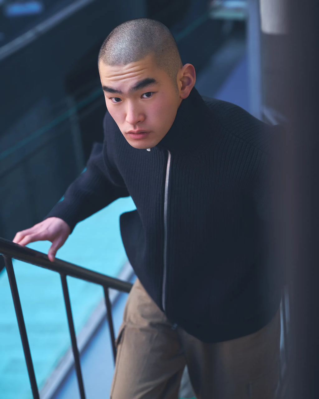 Drivers Full Zip Black Merino Wool Sweater FAIZ T.S. CO.