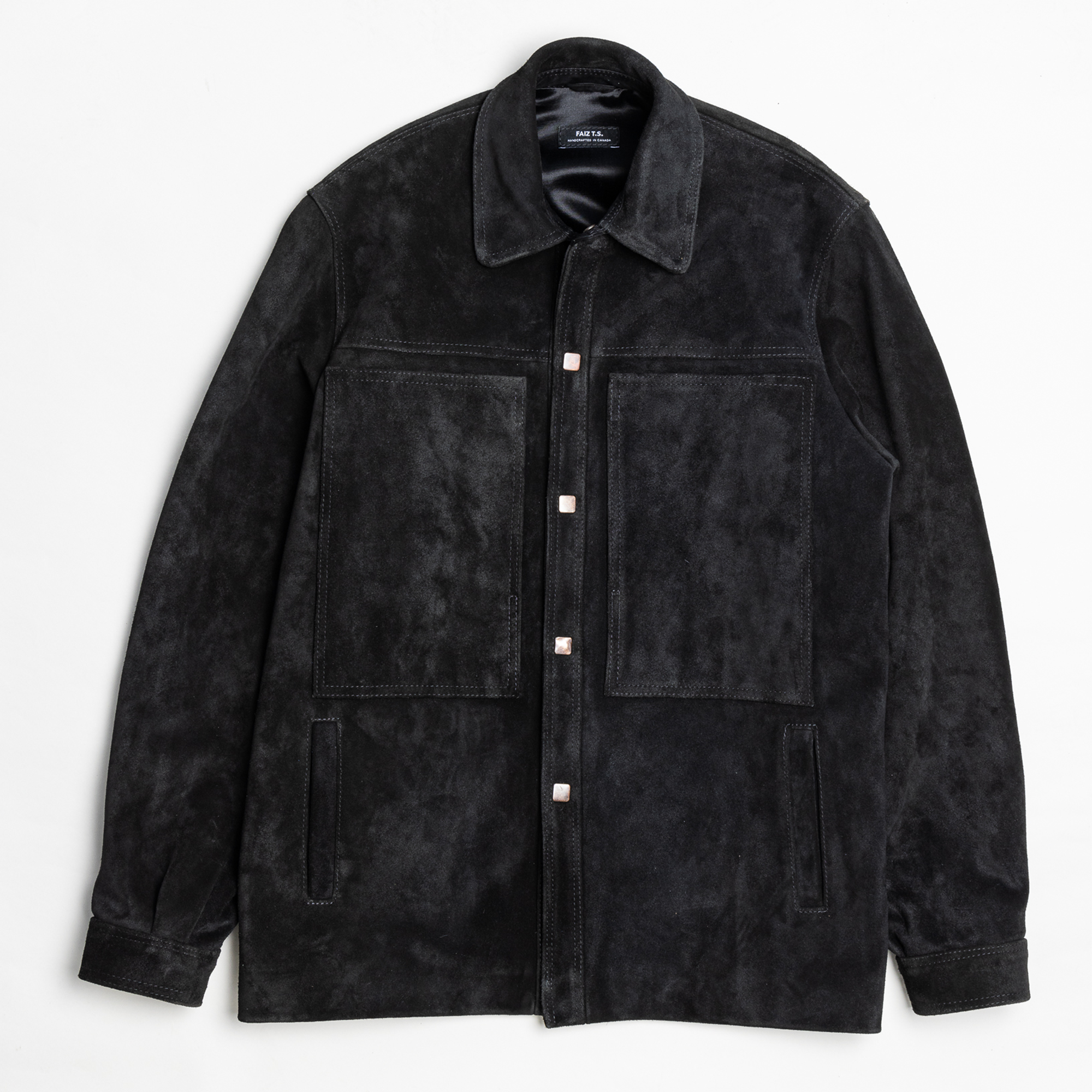 Suede car coat jacket front