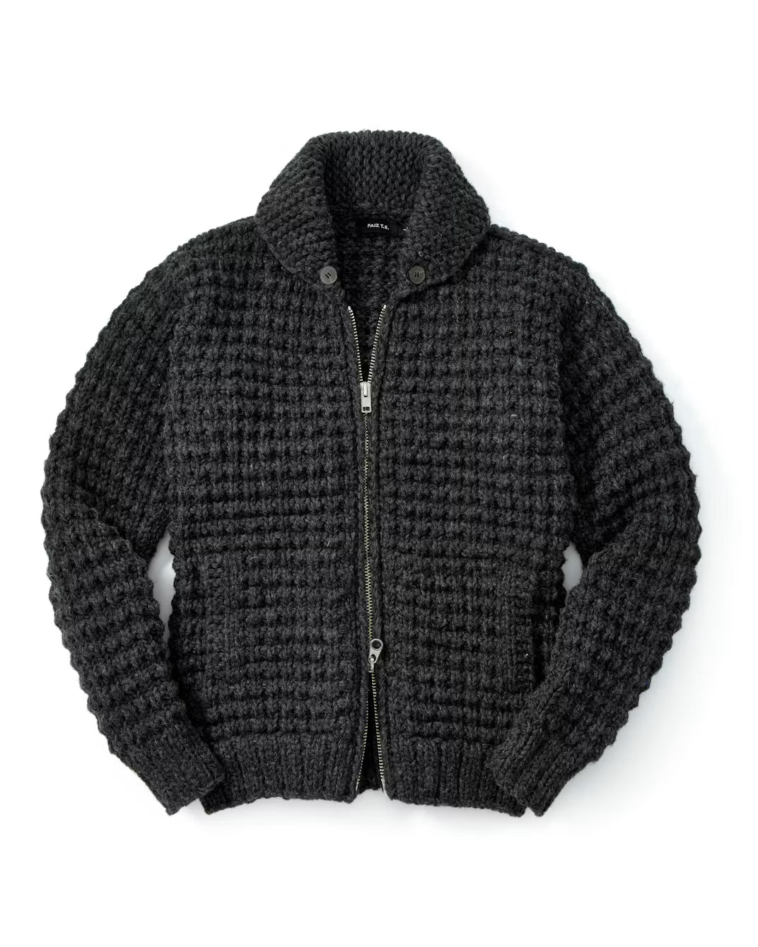 Waffle Oxford Handknit Virgin Wool Sweater FAIZ T.S. CO.