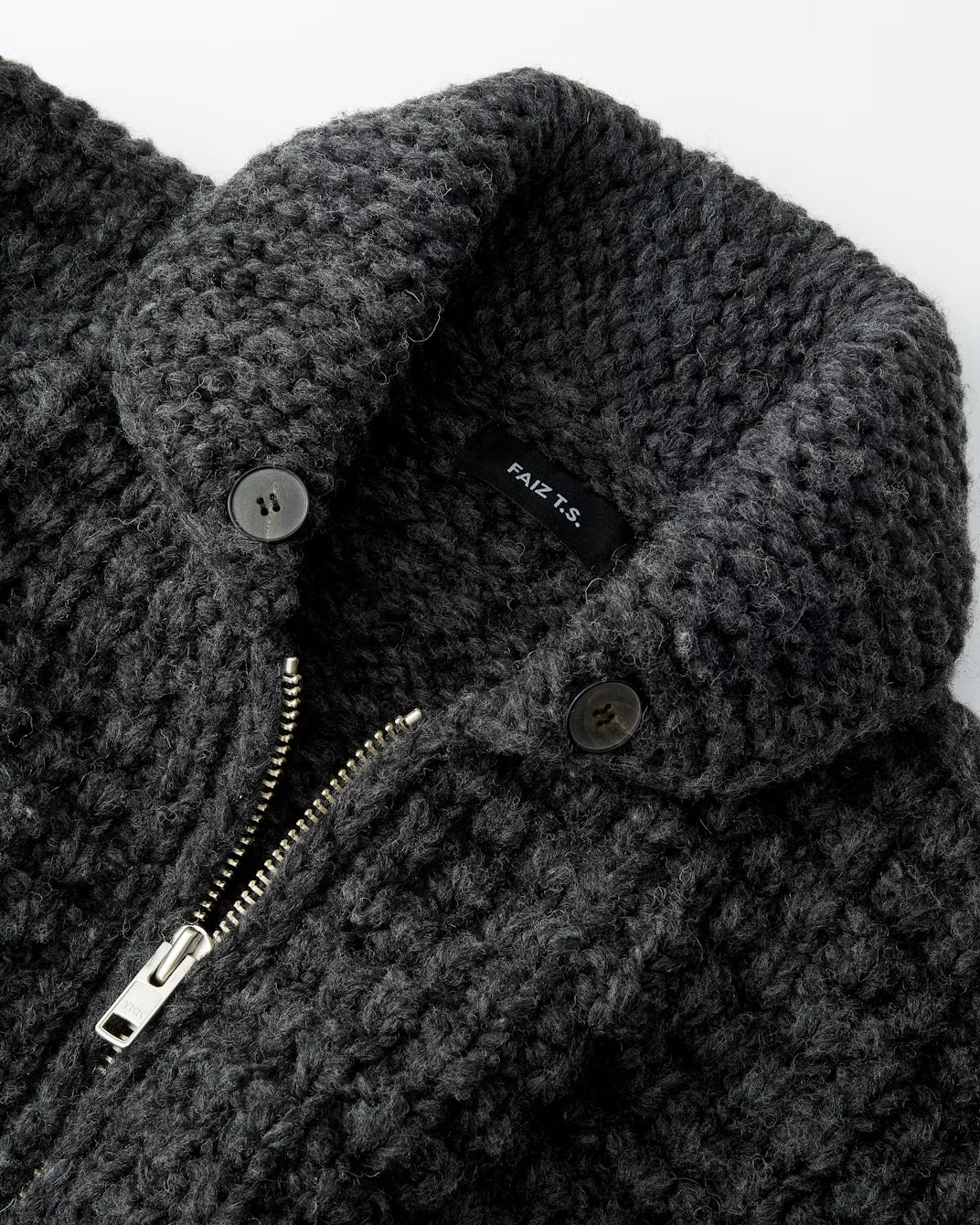 Waffle Oxford Handknit Virgin Wool Sweater FAIZ T.S. CO.